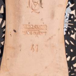 Pre Owned Alexander McQueen Black Laser Cut Patent Leather Loafers Size 41