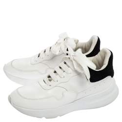 Pre Owned Alexander McQueen White/Black Leather Oversized Sneakers Size 40