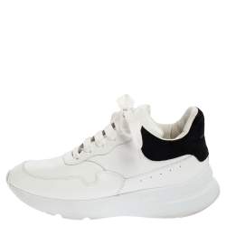 Pre Owned Alexander McQueen White/Black Leather Oversized Sneakers Size 40