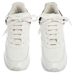 Pre Owned Alexander McQueen White/Black Leather Oversized Sneakers Size 40