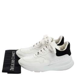 Pre Owned Alexander McQueen White/Black Leather Oversized Sneakers Size 40