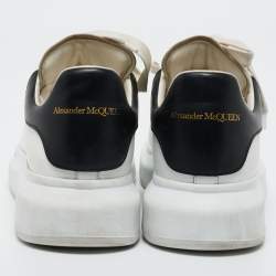 Pre Owned Alexander McQueen White/Black Leather Oversized Sneakers Size 41