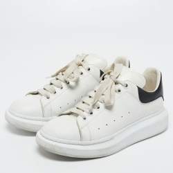 Pre Owned Alexander McQueen White/Black Leather Oversized Sneakers Size 41
