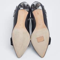 Pre Owned Alexander McQueen Black Leather Buckle Ankle Length Boots Size 38