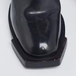 Pre Owned Alexander McQueen Red/Black Patent Leather Calf Length Boots Size 40