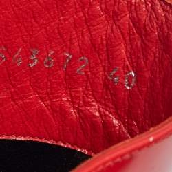 Pre Owned Alexander McQueen Red/Black Patent Leather Calf Length Boots Size 40