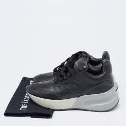 Pre Owned Alexander McQueen Black Leather Lace Up Sneakers Size 37 