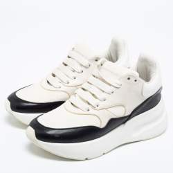 Pre Owned Alexander McQueen White/Black Leather Oversized Runner Low-Top Sneakers Size 36