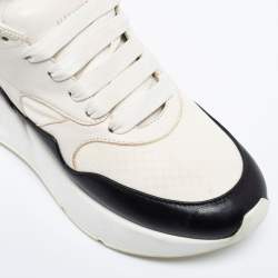Pre Owned Alexander McQueen White/Black Leather Oversized Runner Low-Top Sneakers Size 36