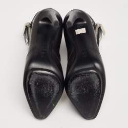 Alexander McQueen Black Leather Eyelet Detail Ankle Booties Size 37