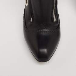 Alexander McQueen Black Leather Eyelet Detail Ankle Booties Size 37