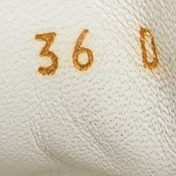 Pre Owned Alexander McQueen White/Gold  Leather Oversized Sneakers Size 36