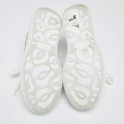 Pre Owned Alexander McQueen White/Gold  Leather Oversized Sneakers Size 36