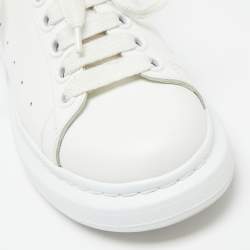 Pre Owned Alexander McQueen White/Brown Leather And Calf Hair Oversized Sneakers Size 37