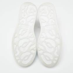 Pre Owned Alexander McQueen White/Brown Leather And Calf Hair Oversized Sneakers Size 37