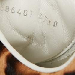 Pre Owned Alexander McQueen White/Brown Leather And Calf Hair Oversized Sneakers Size 37