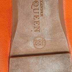 Pre Owned Alexander McQueen Orange Leather Skull City Ballet Flats Size 38.5