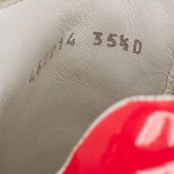 Pre Owned Alexander McQueen White/Hot Pink Leather Oversized Sneakers Size 35.5