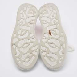 Pre Owned Alexander McQueen White/Hot Pink Leather Oversized Sneakers Size 35.5