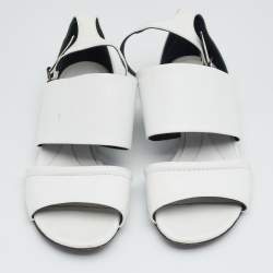 Pre Owned Alexander McQueen White Leather Ankle Strap Flat Sandals Size 38