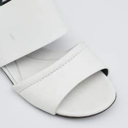 Pre Owned Alexander McQueen White Leather Ankle Strap Flat Sandals Size 38