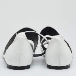 Pre Owned Alexander McQueen White Leather Ankle Strap Flat Sandals Size 38