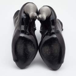 Pre Owned Alexander McQueen Black Leather Peep Toe Boots Size 39