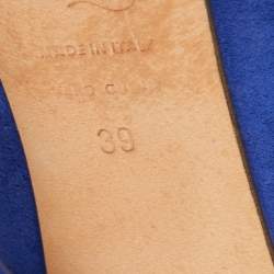 Pre Owned Alexander McQueen Blue Suede Embellished Skull Peep-Toe Platform Pumps Size 39