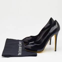 Pre Owned Alexander McQueen Patent Leather Peep Toe Pumps Size 40