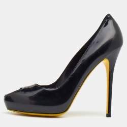 Pre Owned Alexander McQueen Patent Leather Peep Toe Pumps Size 40