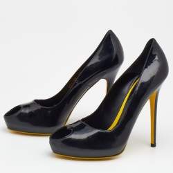 Pre Owned Alexander McQueen Patent Leather Peep Toe Pumps Size 40