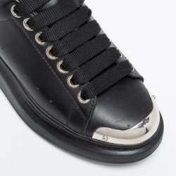 Pre Owned Alexander McQueen Black Leather Oversized Sneakers Size 37.5