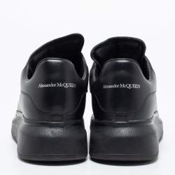 Pre Owned Alexander McQueen Black Leather Oversized Sneakers Size 37.5