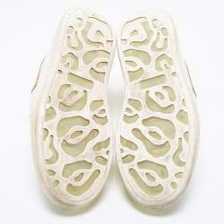 Pre Owned Alexander McQueen White/Gold Leather Oversized  Sneakers Size 37.5