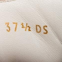 Pre Owned Alexander McQueen White/Gold Leather Oversized  Sneakers Size 37.5