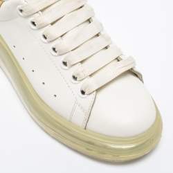 Pre Owned Alexander McQueen White/Gold Leather Oversized  Sneakers Size 37.5