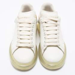 Pre Owned Alexander McQueen White/Gold Leather Oversized  Sneakers Size 37.5
