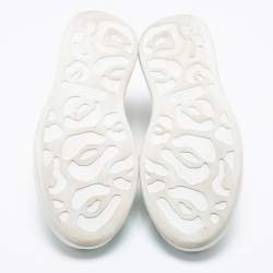 Pre Owned Alexander McQueen White/Black Leather And Suede Oversized Sneakers Size 39