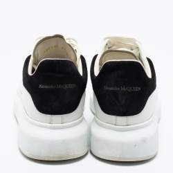 Pre Owned Alexander McQueen White/Black Leather And Suede Oversized Sneakers Size 39