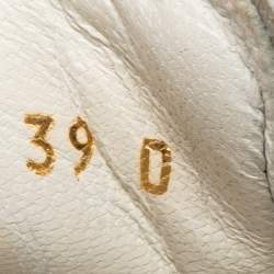 Pre Owned Alexander McQueen White/Black Leather And Suede Oversized Sneakers Size 39