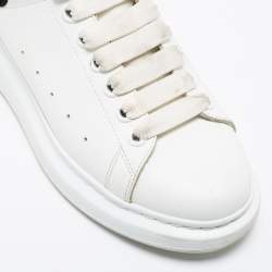Pre Owned Alexander McQueen White/Black Leather And Suede Oversized Sneakers Size 39