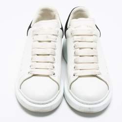 Pre Owned Alexander McQueen White/Black Leather And Suede Oversized Sneakers Size 39