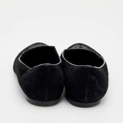 Pre Owned Alexander McQueen Black Suede Sequin Skull Smoking Slippers Size 40.5