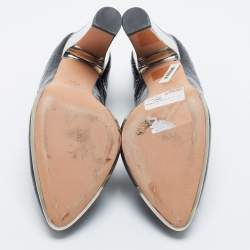 Pre Owned Alexander McQueen Black Croc Embossed Leather Platform Pumps Size 39