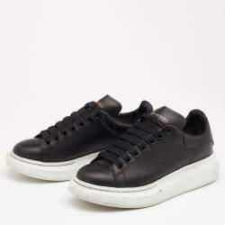 Pre Owned Alexander McQueen Black Leather Trainers Low Top Sneakers Size 38.5