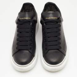 Pre Owned Alexander McQueen Black Leather Trainers Low Top Sneakers Size 38.5