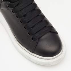 Pre Owned Alexander McQueen Black Leather Trainers Low Top Sneakers Size 38.5