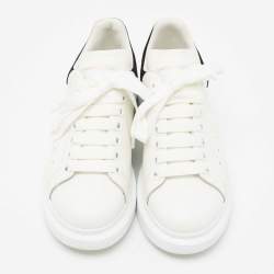 Pre Owned Alexander McQueen White/Black Leather and Suede Oversized Sneakers Size 38