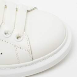 Pre Owned Alexander McQueen White/Black Leather and Suede Oversized Sneakers Size 38