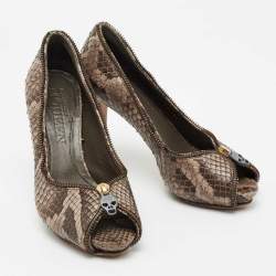 Alexander McQueen Brown Python Leather Pumps Size 36